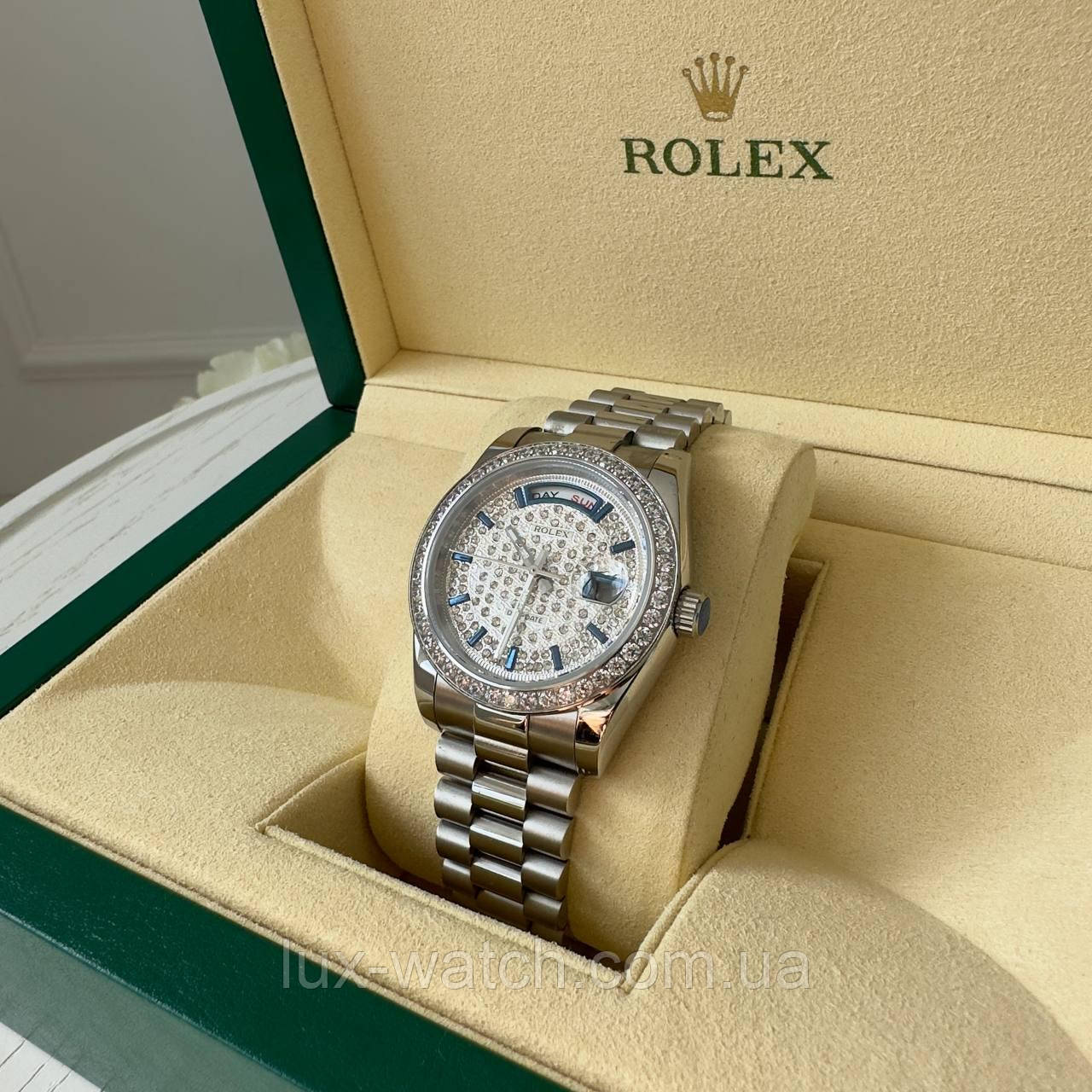 Годинник наручний Rolex 36 mm Day — Date Silver Diamond