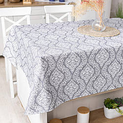 Скатертина з тефлоновим покриттям "Вензелі сірий" 1.2м х 1.8м
