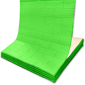 3Д шпалери самоклеючі миються 3,08м x70см x 3мм на клейовій основі в рулоні зелена цегла