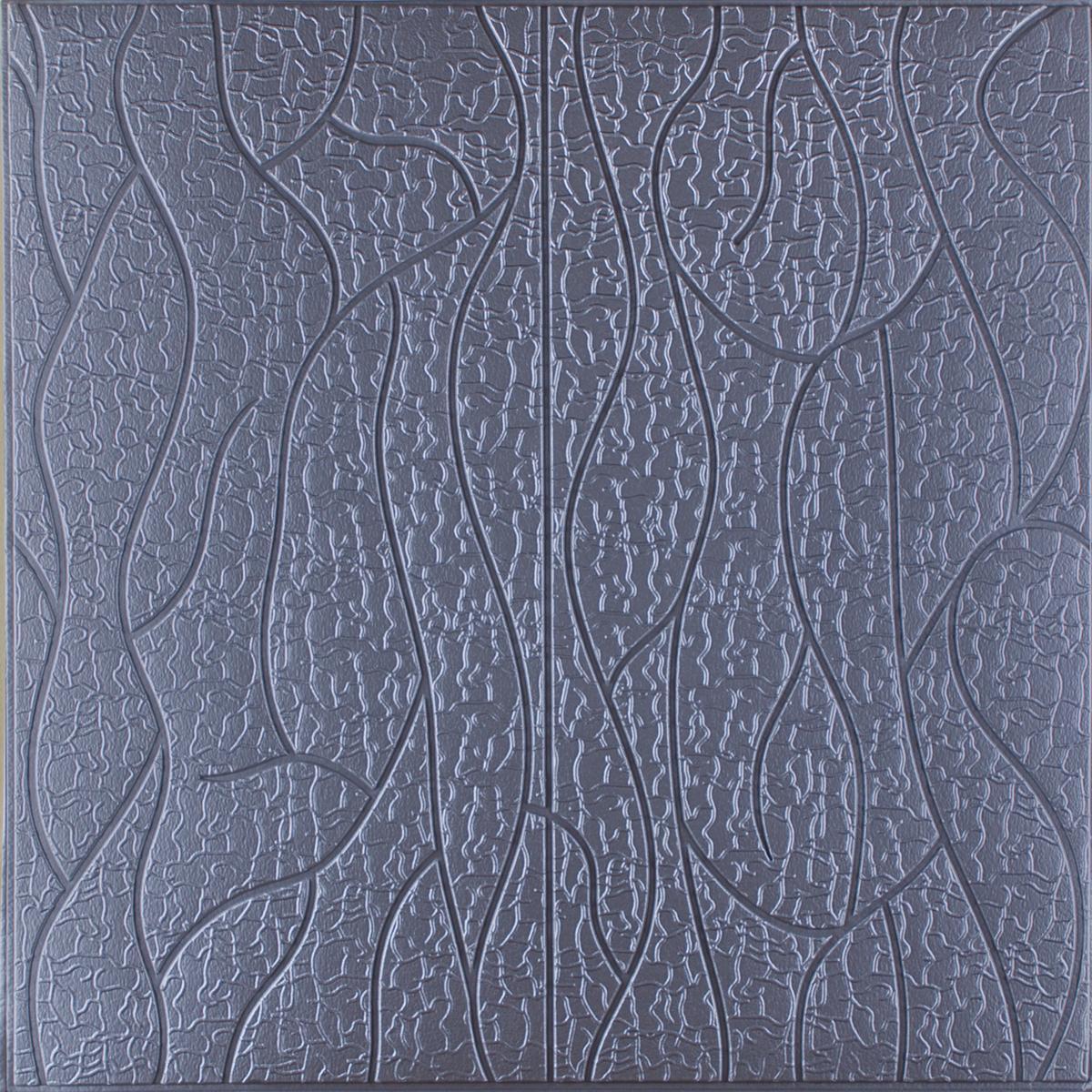 3Д панель самоклеюча 700x700x5 мм панель стінова стельова декоративна наклейка самоклейка скеля графіт