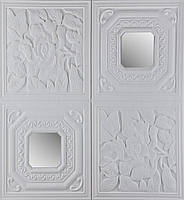 3Д панель самоклеюча 700x700x7,5 мм панель стінова стельова декоративна наклейка самоклейка квадрат зі сріблом