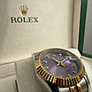 Годинник наручний Rolex 28 mm Datejust gold silver Diamond violet преміального ААА класу, фото 3