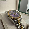 Годинник наручний Rolex 28 mm Datejust gold silver Diamond violet преміального ААА класу, фото 3