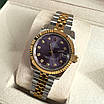 Годинник наручний Rolex 28 mm Datejust gold silver Diamond violet преміального ААА класу, фото 11