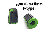 Ручка-ковпачок потенціометра 11x17 мм для валу 6 мм типу F чорна з зеленим, фото 3