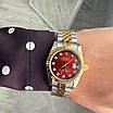 Годинник наручний Rolex 28 mm Datejust gold silver Diamond Red преміального ААА класу, фото 7