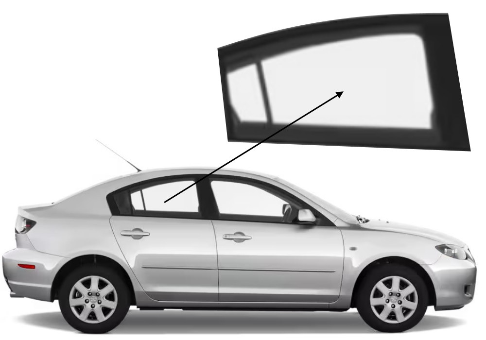 Бічне скло Mazda 3 2003-2009 задніх дверей праве, фото 1