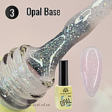 База камуфлююча з блискітками шиммером опала рожева для нігтів Opal base Global Fashion 8 ml №3, фото 4