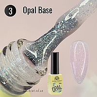 База с блестками шиммером опал розовая для ногтей Opal base Global Fashion 8 ml №3