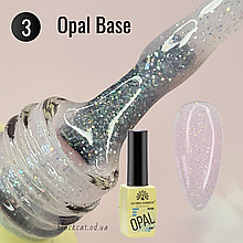 База з блискітками шиммером опала рожева для нігтів Opal base Global Fashion 8 ml №3
