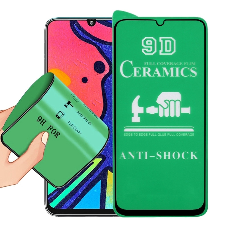 Протиударна захисна плівка Ceramics 9D для Samsung F415 Galaxy F41 (2020)​​​​​​​ Full Glue (0.3 мм, 9D) чорна рамка
