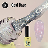 База камуфлююча з блискітками шиммером опала рожева для нігтів Opal base Global Fashion 8 ml №8, фото 4