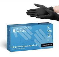 Нитриловые перчатки Microstop плотные, 100 шт (черные)