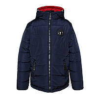 Демисезонная куртка-жилетка 2 в 1 для мальчика «Тайфун» синий с красным 134