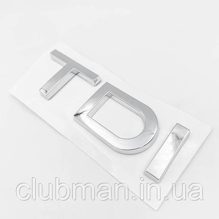Емблема наклейка на кришку багажника TDI AUDI (Ауді) 7,5 x 2,3 см Хром, фото 3