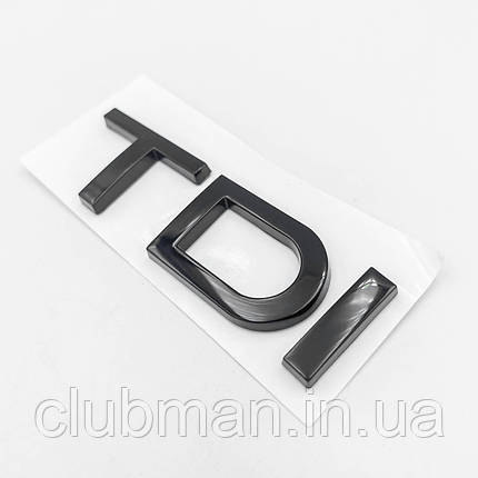 Емблема наклейка на кришку багажника TDI AUDI (Ауді) 7,5 x 2,3 см Чорний глянець, фото 2
