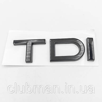 Емблема наклейка на кришку багажника TDI AUDI (Ауді) 7,5 x 2,3 см Чорний глянець, фото 1