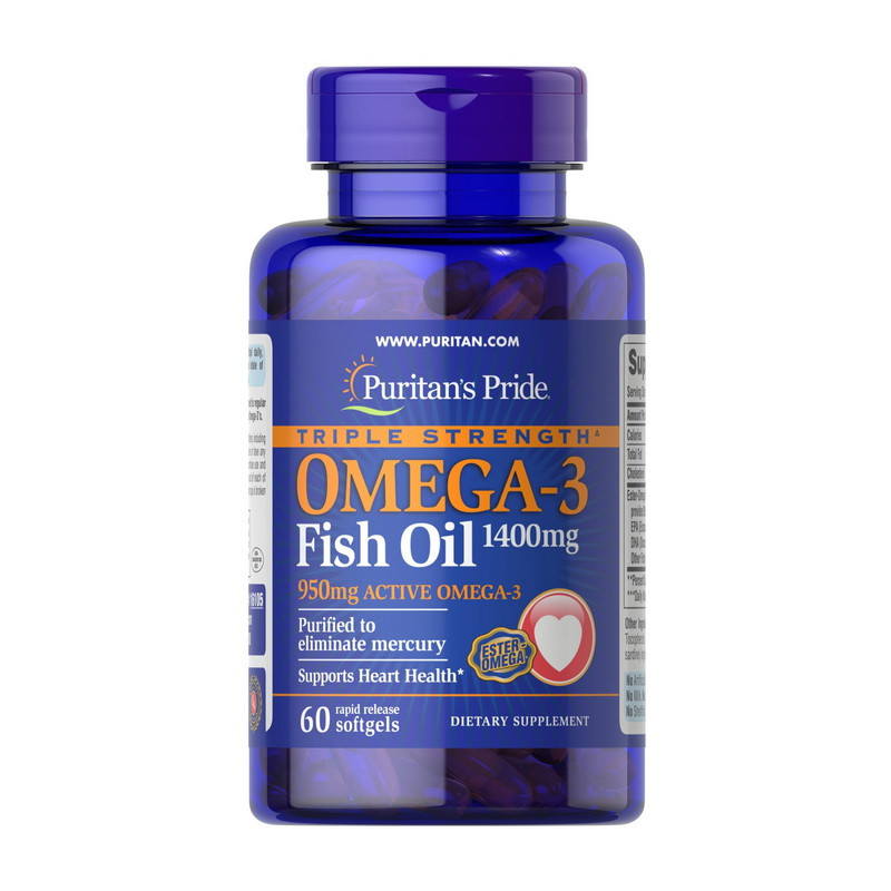 Triple Strength Omega-3 Fish Oil 1400 mg (950 mg active) (60 softgels) sexx.com.ua - фото 1 - id-p1984740102