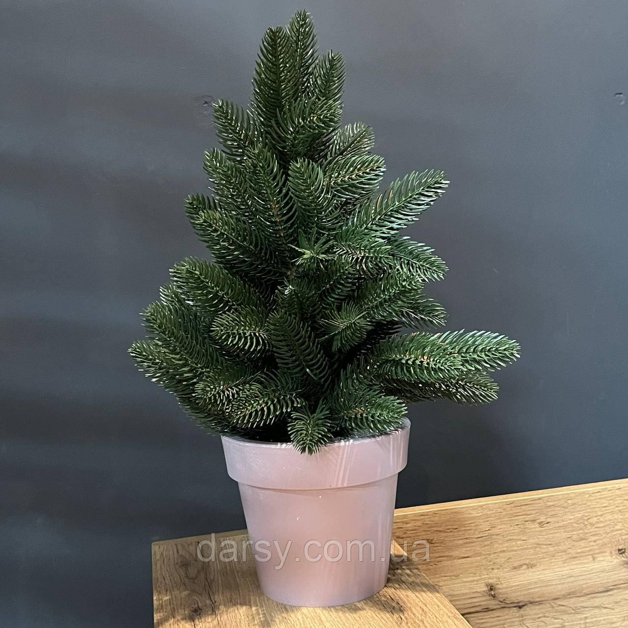 Ялинка лита 43 см штучка декоративна маленька з рожевим горщиком, фото 1