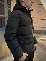 Мужская зимняя куртка Adidas био-пух черный Теплая спортивная зимняя мужская куртка Стильная мужская куртка M