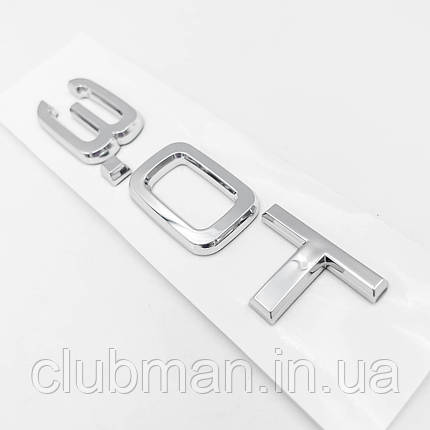 Емблема наклейка на кришку багажника 3.0 T AUDI (Ауді) 10 x 2,3 см Хром, фото 2