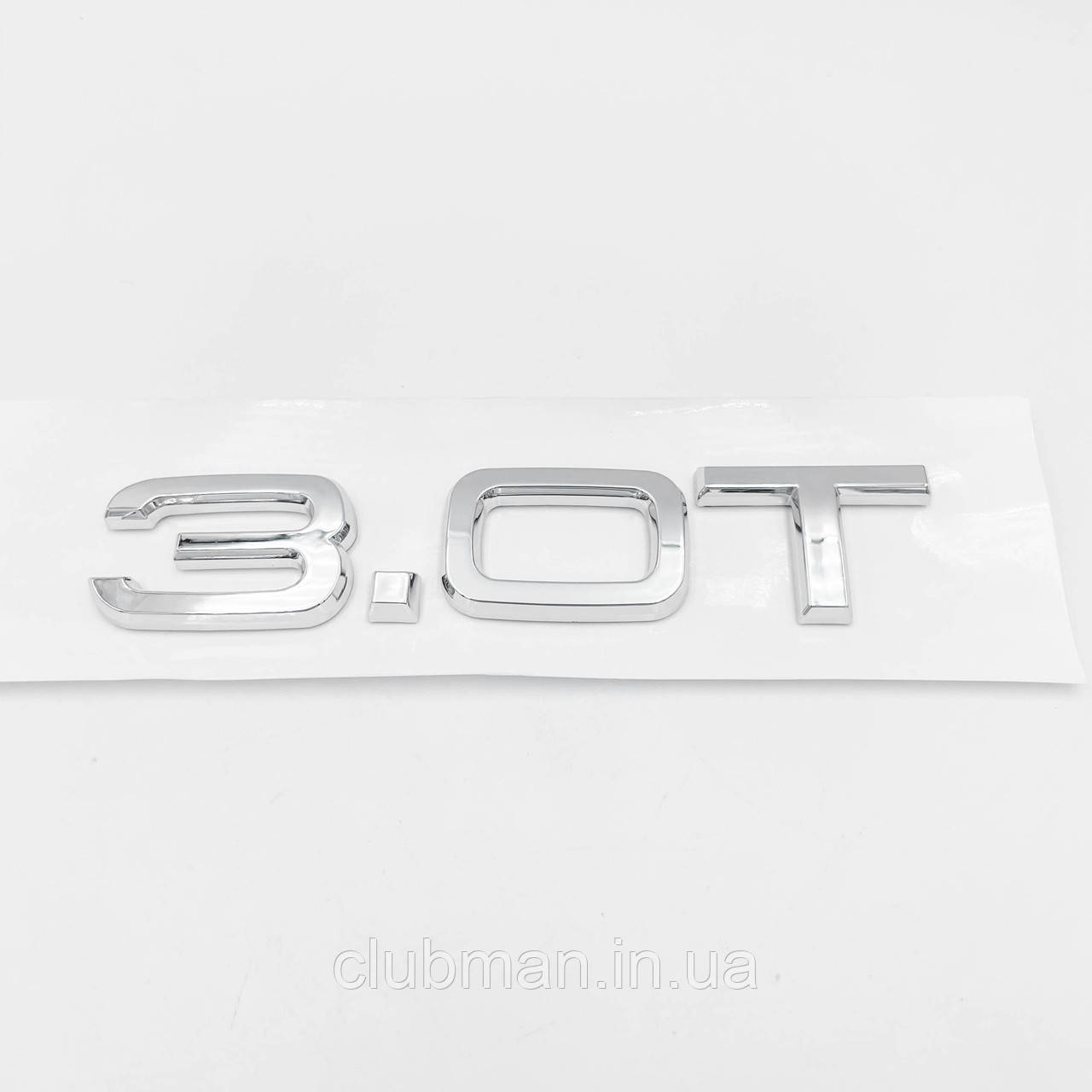 Емблема наклейка на кришку багажника 3.0 T AUDI (Ауді) 10 x 2,3 см Хром