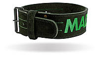Пояс для тяжелой атлетики спортивный атлетический тренировочный MadMax MFB-301 кожаный Black/Green M DM-11