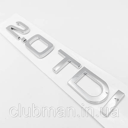 Емблема наклейка на кришку багажника 2.0 TDI AUDI (Ауді) 16,5 x 2,3 см Хром, фото 2