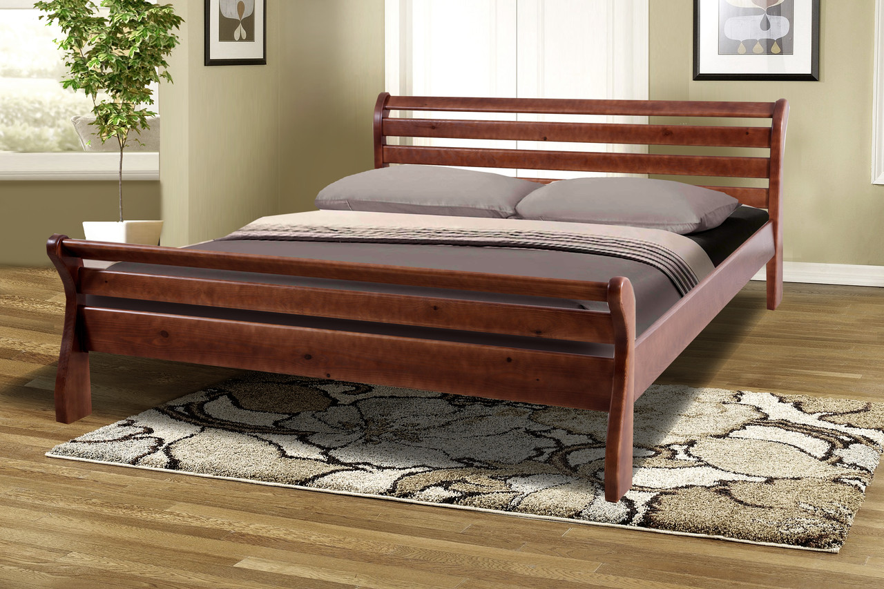 Кровать деревянная Ретро-2 массив дерева сосна цвет Орех темный 160х200 см (Микс-Мебель ТМ) - фото 1 - id-p1984812619