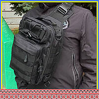 Тактический однолямочный рюкзак штурмовой военный 9 л с системой M.O.L.L.I (ta9-black)
