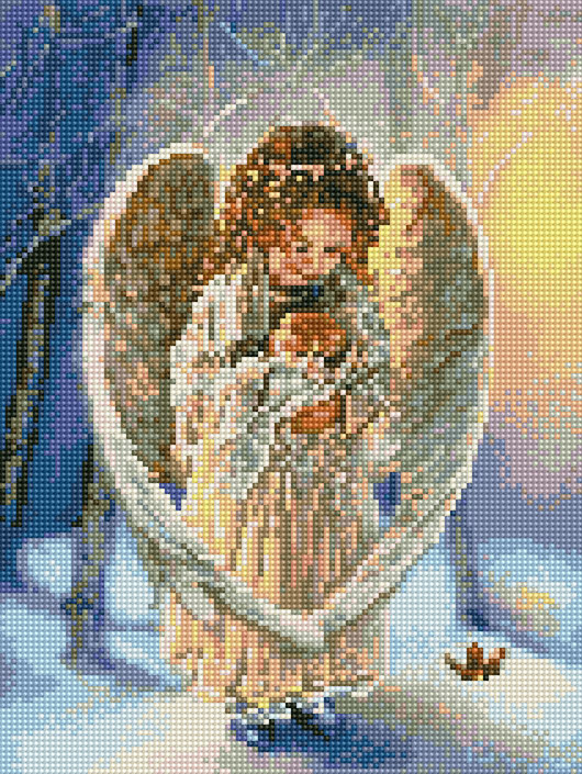 Набір алмазної мозаїки Rainbow Art Янгол (EJ1359) 30 х 40 см (На підрамнику)