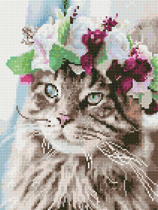 Алмазна вишивка Rainbow Art Киця навесні (EJ1382) 30 х 40 см (На підрамнику), фото 1