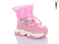 Зимове термо взуття для дівчинки рожеві чобітки дутики черевики 23-28 розовые детские зимние ботинки Y.Top