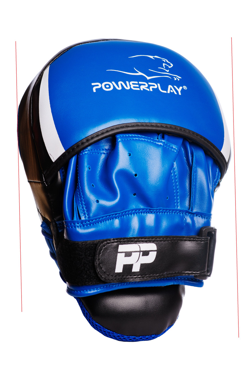 Лапы для бокса боксерские спортивные тренировочные для единоборств PowerPlay 3050 Черно-Синие PU [пара] VA-33 - фото 3 - id-p1984809752