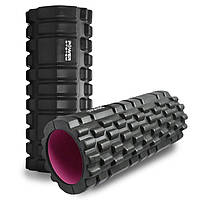 Ролик массажный роллер спортивный тренировочный для йоги и фитнеса Power System PS-4050 Black/Pink 33x15см