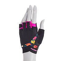 Перчатки для фитнеса спортивные тренировочные для тренажерного зала MadMax MFG-770 Flower Black/Pink M GL-55