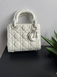 Жіноча сумка Крістіан Діор слонова кістка Christian Dior Lady mini milk