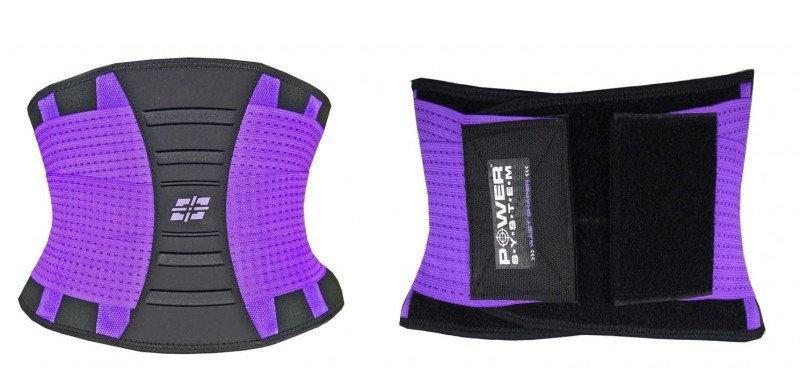 Пояс-корсет для поддержания спины эластичный спортивный тренировочный для фитнеса Power System Purple S/M - фото 1 - id-p1984784455