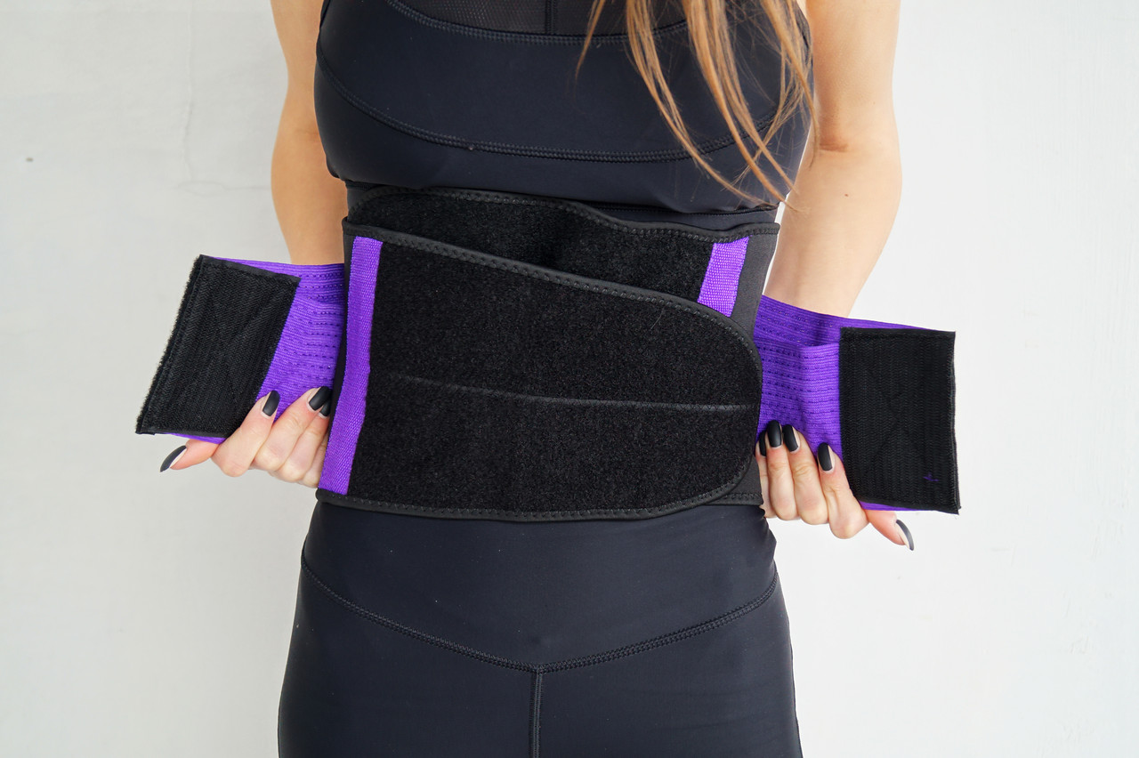 Пояс-корсет для поддержания спины эластичный спортивный тренировочный для фитнеса Power System Purple S/M - фото 5 - id-p1984784455