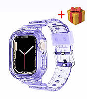 Чехол ремешок для Apple Watch 8/7/6/5/4/3/2/1 (44 мм) + Бампер для часов в подарок/ Фиолетовый