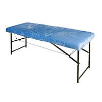 Чехол махровый на кушетку, массажный стол, многоразовый. Небесно голубой