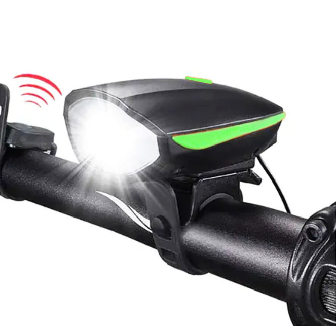 Вело фара та велосипедний сигнал на виносній кнопці Bike Light 7588 акумуляторний велоліхтар microUSB, фото 1