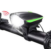 Вело фара и велосипедный сигнал на выносной кнопке Bike Light 7588 аккумуляторный велофонарь micro-USB