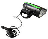 Вело фара та велосипедний сигнал на виносній кнопці Bike Light 7588 акумуляторний велоліхтар microUSB, фото 4