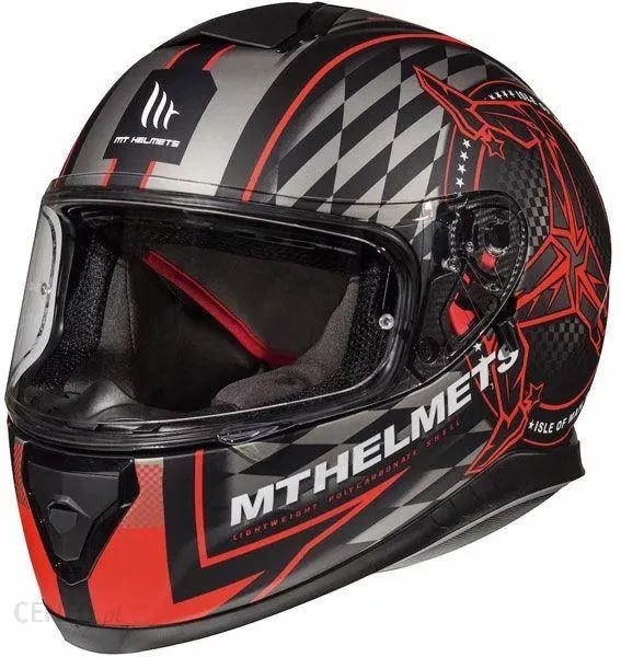 МОТОШОЛОМ ЗАКРИТИЙ MT THUNDER 3 SV ISLE OF MAN КОЛІР ЧОРНИЙ МАТ/ЧЕРВОНИЙ