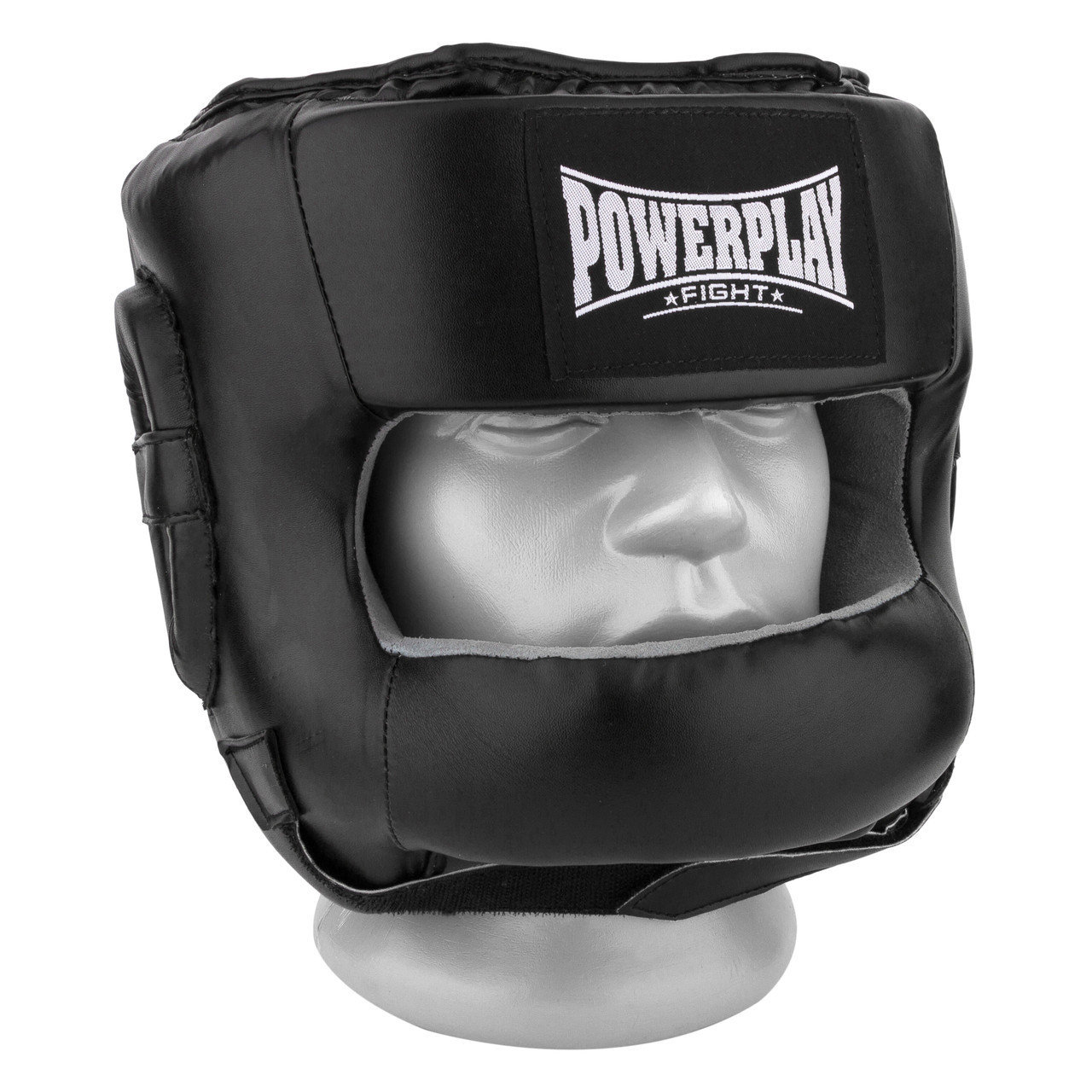 Шлем боксерский для бокса спортивный тренировочный для единоборств PowerPlay с бампером PU Черный M GL-55 - фото 1 - id-p1984809245