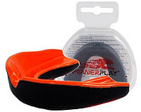 Капа боксерская спортивная защитная PowerPlay взрослая черно-оранжевая со вкусом лимона VA-33