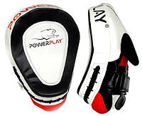 Лапи для боксу боксерські спортивні тренувальні для єдиноборств PowerPlay 3042 чорно-білі PU [пара] GL-55