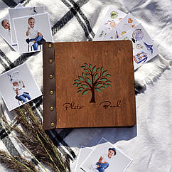 Крафтбук "ДЕРЕВО З ЛИСТЯМ" 23x23 із темною обкладинкою та чорними сторінками