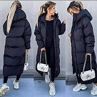 Модная зимняя куртка-пальто женская стеганая из плащевки на молнии теплая на силиконе, черная, бежевая